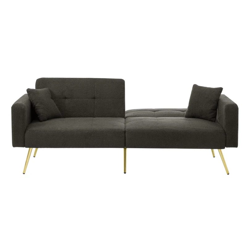 Convertible Sofa Bed with 3‑Position Adjustable Backrest, Comfortable Daybed with High‑Density Foam Seat, 176L x 64W x 75H cm, Dark Gray