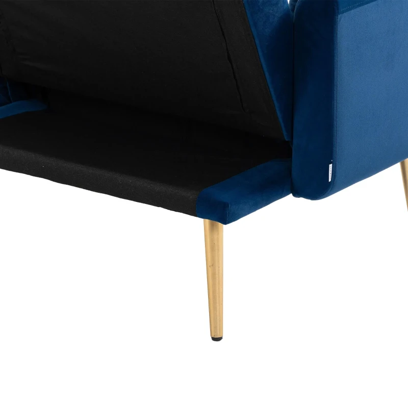 Modern 2-Seater Sofa with 3-Position Adjustable Backrest, Convertible Loveseat with Thick Padded Cushions, 165L x 72.5W x 75H cm, Navy