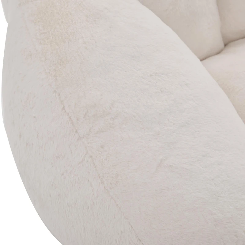 Shell-Shaped Bean Bag Chair with High-Rebound Memory Foam Filling, Ergonomic Floor Lounger with Faux Fur Removable Cover, 100L x 90W x 57H cm, Beige