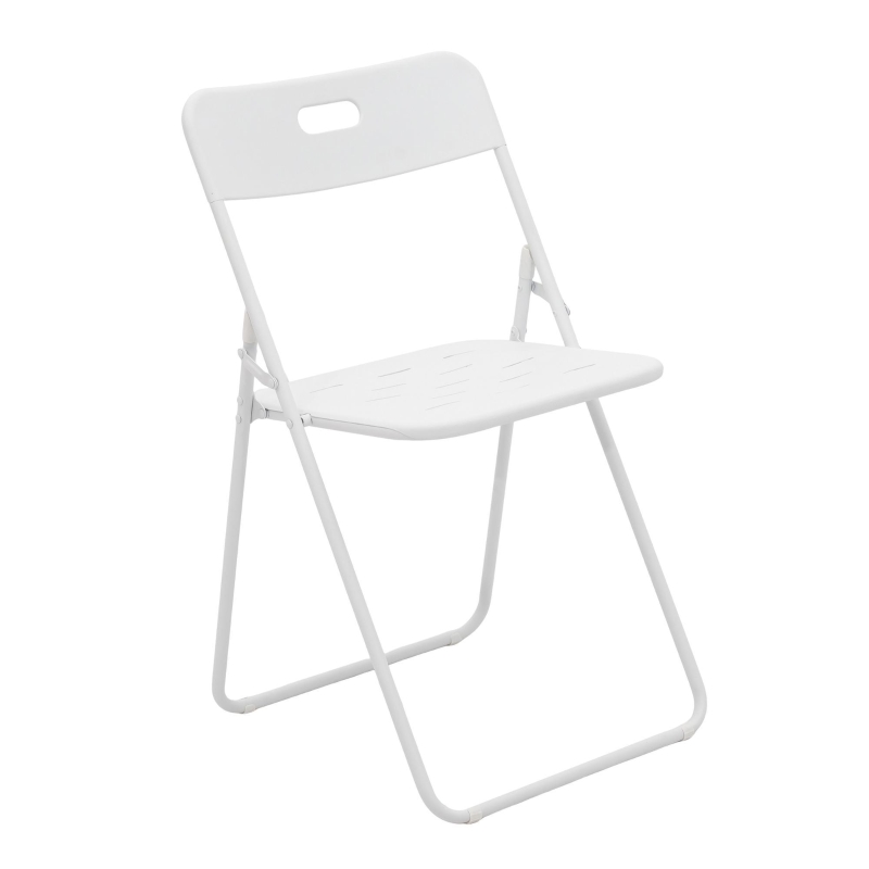 Conjunto bistrô dobrável de 3 peças em aço, com 2 cadeiras + 1 mesa, Branco