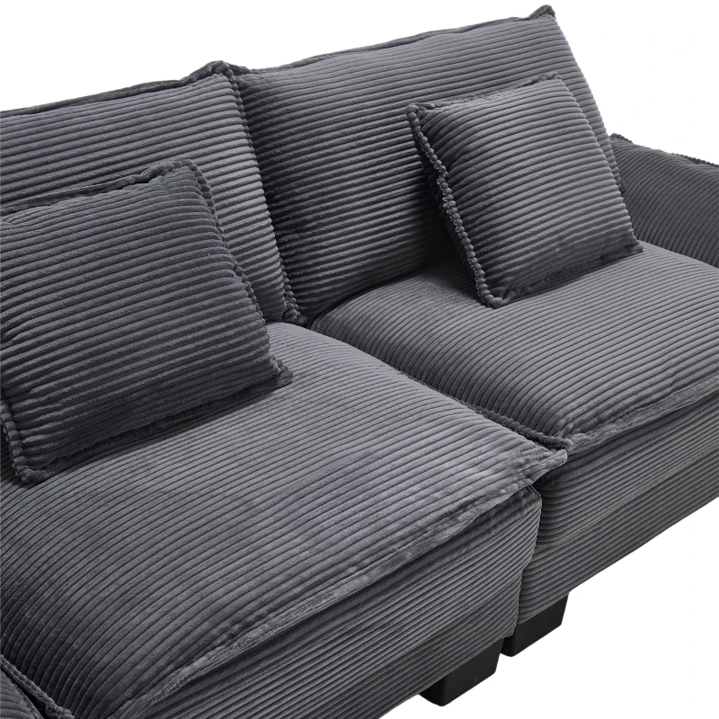 Oversized Two-Seater Sofa with Modern Deep-Seated Modular Design, Comfortable Daybed with Ergonomic Curves, 224L x 81W x 81H cm, Dark Gray