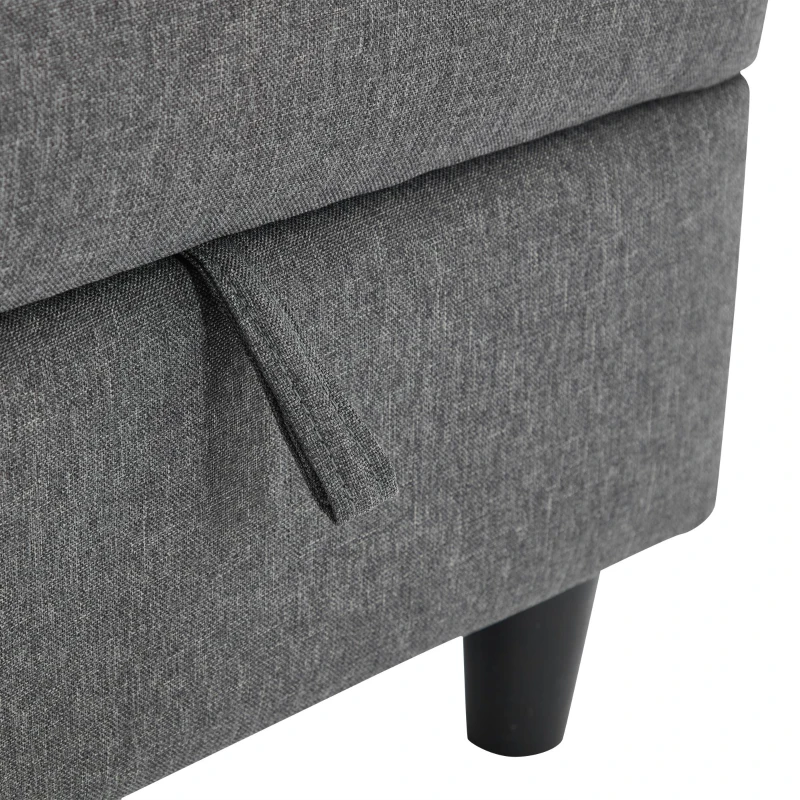 L-Shaped Corner Sofa with Hidden Storage and Side Pockets, Reversible Sectional Couch with Sturdy Wooden Frame, 180L x 120W x 72H cm, Gray