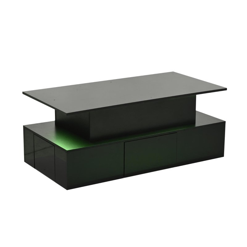 Lift-Top Coffee Table with 4 Drawers and Hidden Storage, Multi-Functional Center Table with Open Shelf and USB Port, 100L x 50W x 40H cm, Black