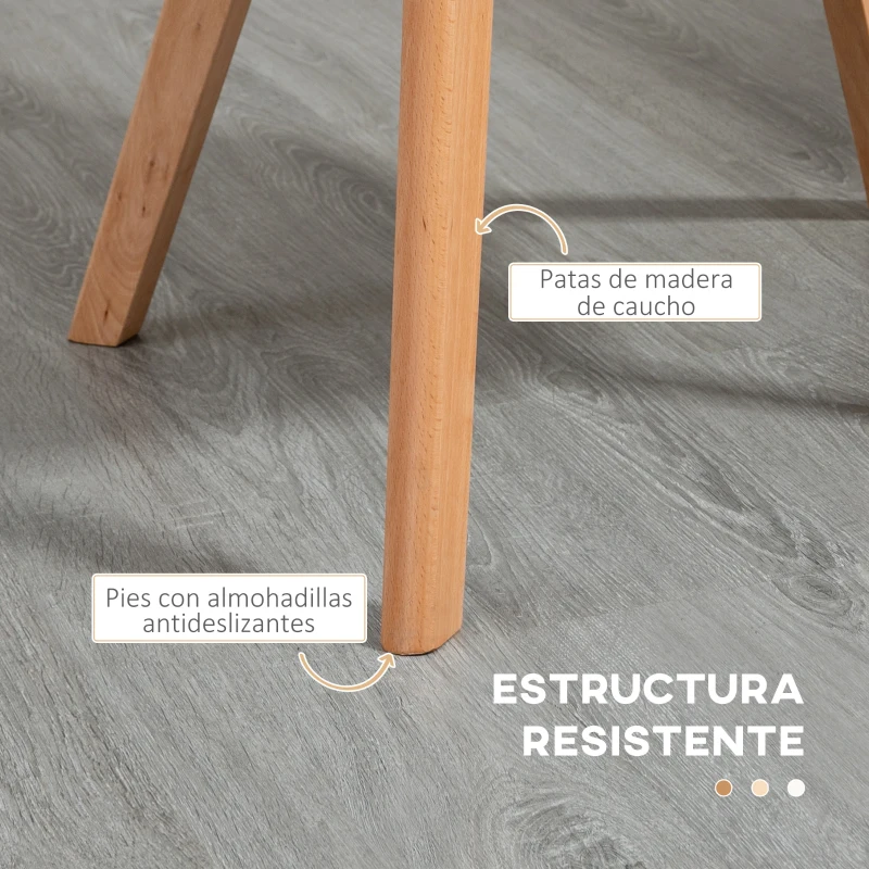 HOMCOM Set de 2 Sillas de Comedor Tapizadas Lino Sintético Acolchadas Carga 120 kg 58x60x82 cm Gris