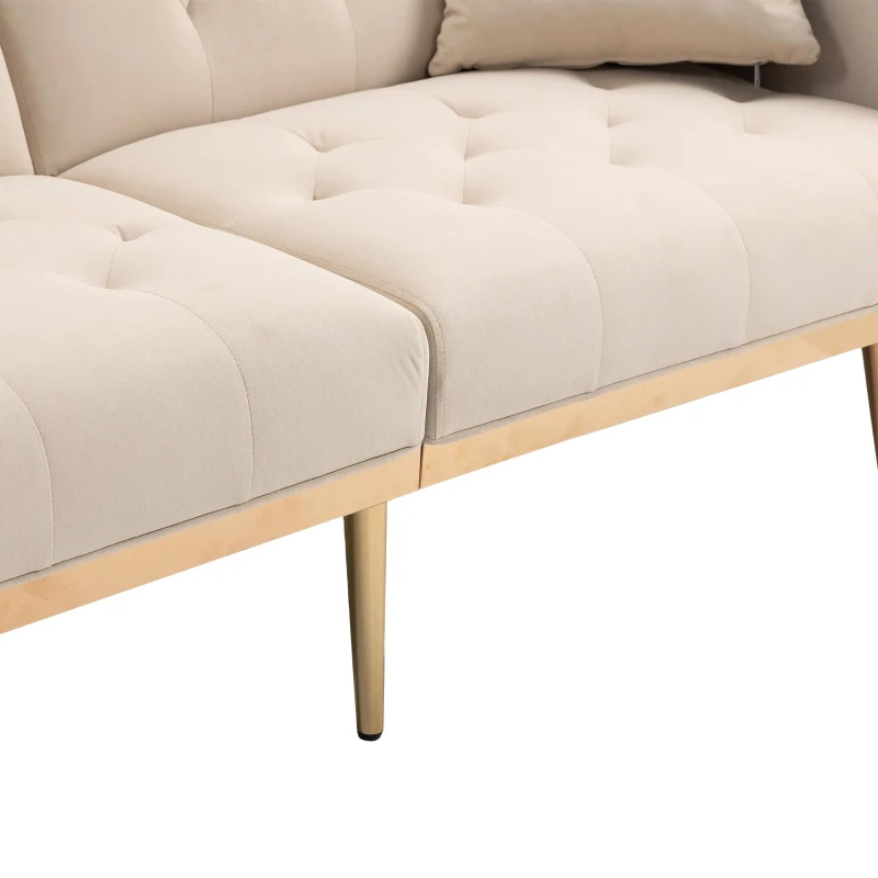 Modern 2-Seater Sofa with 3-Position Adjustable Backrest, Convertible Loveseat with Thick Padded Cushions, 165L x 72.5W x 75H cm, Beige