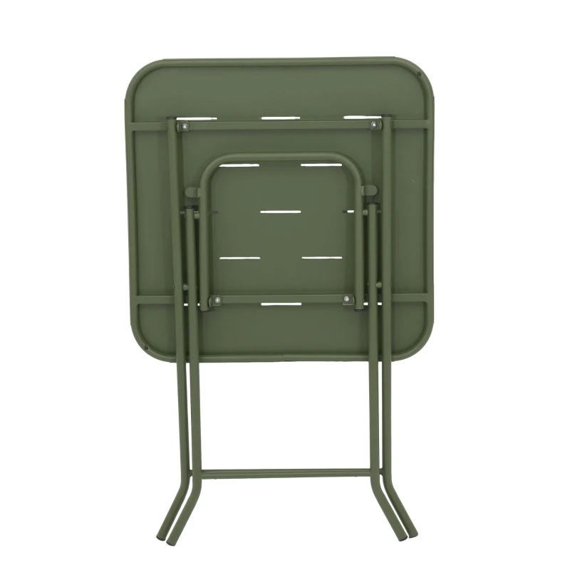Conjunto bistrô dobrável de 3 peças em aço, com 2 cadeiras + 1 mesa, Verde