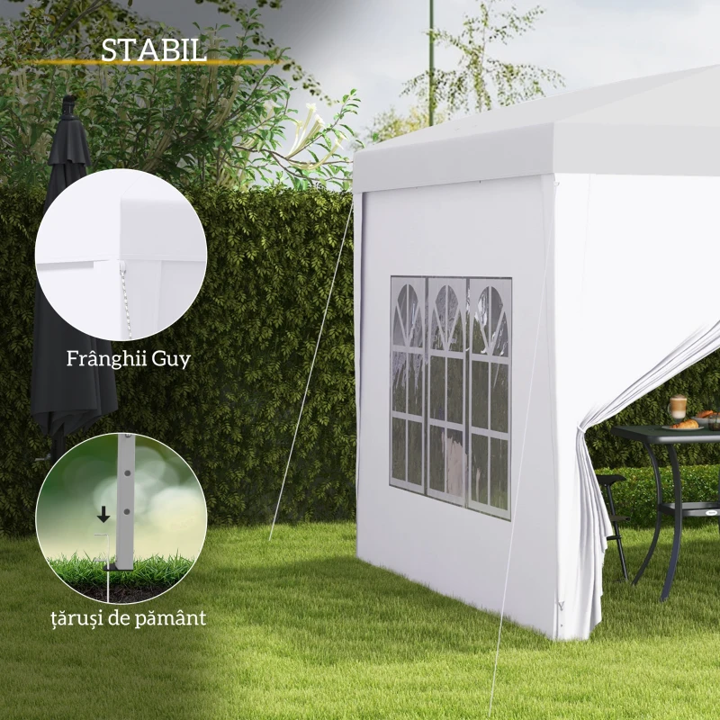 Outsunny Cort de Gradina Impermeabil 3×3 m cu Panouri Laterale