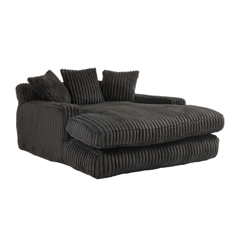 Modern Oversized Chaise Lounge Chair with Memory Foam Seat, Versatile Sofa Bed for Living Room or Bedroom, 155L x 125W x 63H cm, Black