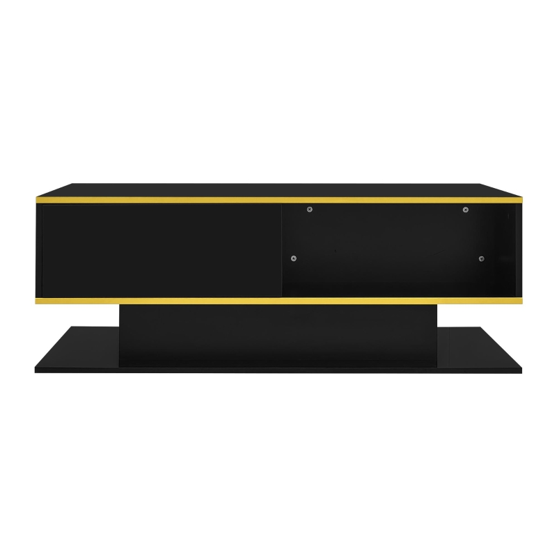 Modern LED Coffee Table with USB-Powered Colour-Changing Light Strip, Functional Center Table with 3 Drawers, 100L x 50W x 40H cm, Black