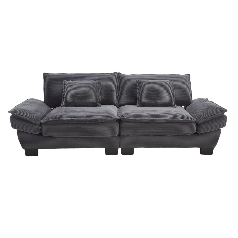 Oversized Two-Seater Sofa with Modern Deep-Seated Modular Design, Comfortable Daybed with Ergonomic Curves, 224L x 81W x 81H cm, Dark Gray