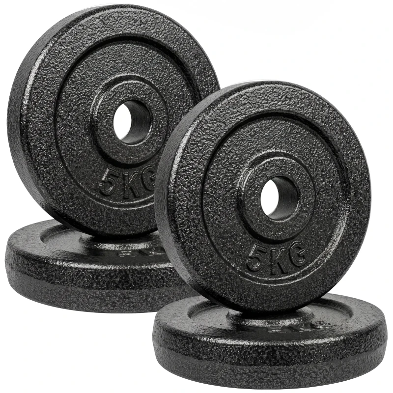 SPORTNOW Weight Plates Set, 1"/2.5cm Weight Disc Pair, 4 x 5kg Metal Dumbbell/Barbell Plates for Home Gym
