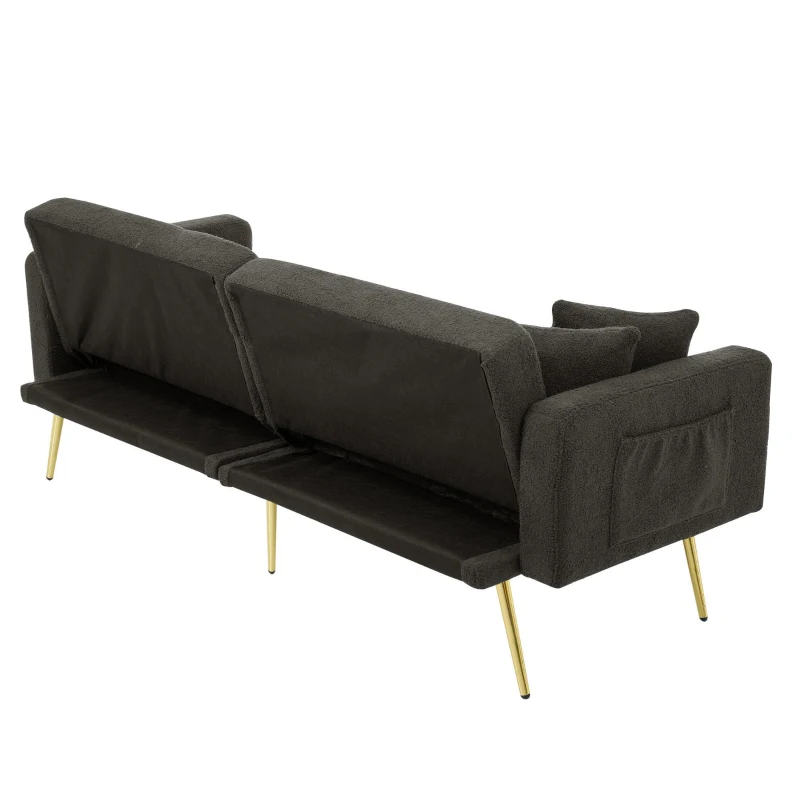 Convertible Sofa Bed with 3‑Position Adjustable Backrest, Comfortable Daybed with High‑Density Foam Seat, 176L x 64W x 75H cm, Dark Gray