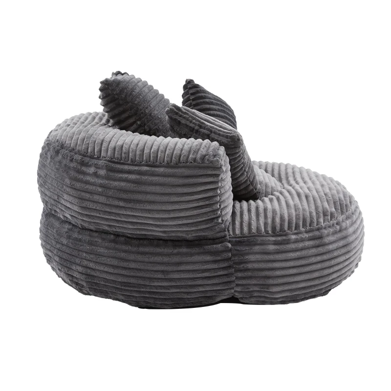 Giant Bean Bag Chair with Shredded Memory Foam, Pre-Filled Lounge Chair with High Back, 108L x 108W x 52H cm, Dark Gray