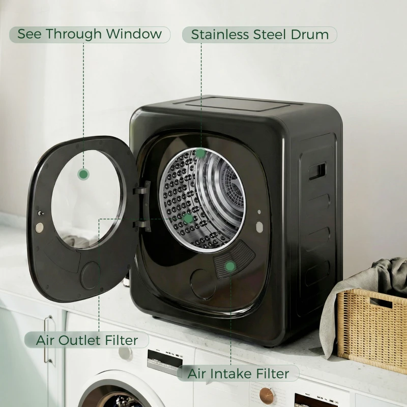 HOMCOM Condensdroger met warmtepomptechnologie, tafelmodel, maandelijkse betaling