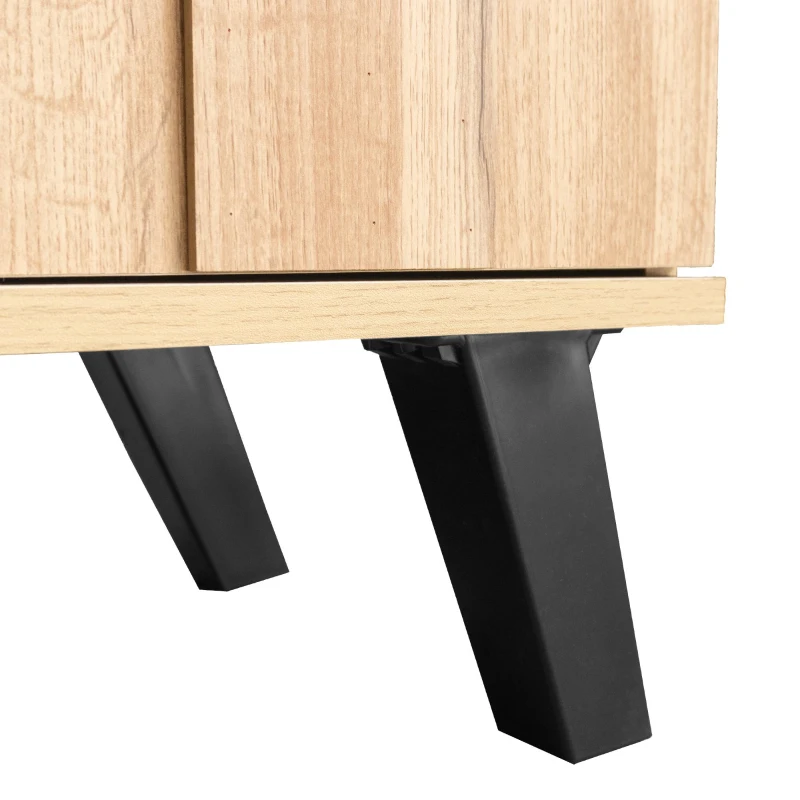 Modern Sideboard with Matt Handles and Sturdy Legs, Durable Storage Cabinet with Adjustable Shelves, 150L x 35W x 78H cm, Wood
