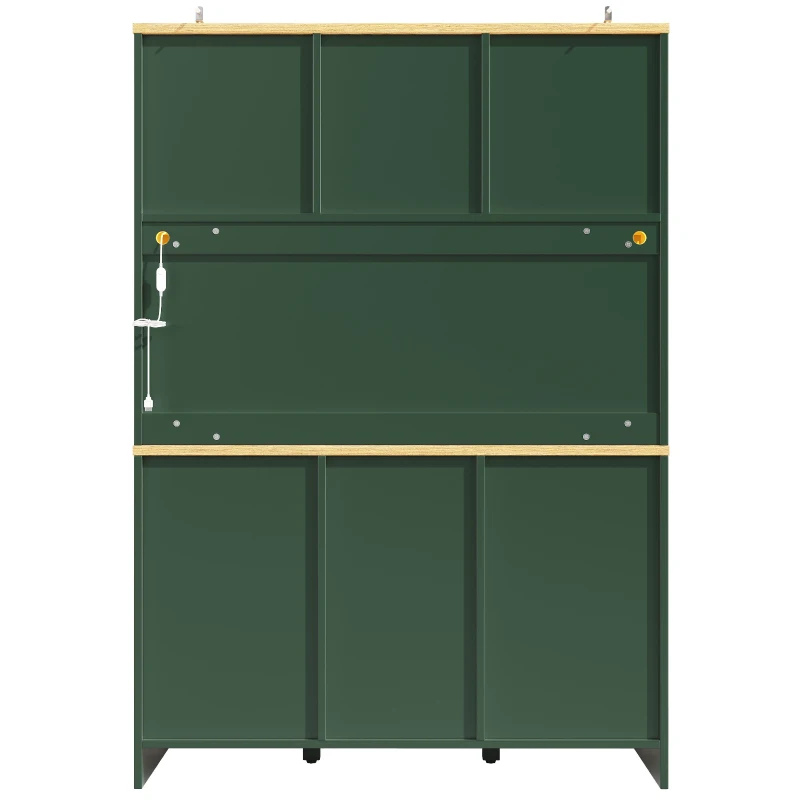 Large Freestanding Storage Cabinet with Adjustable Shelves, Tall Kitchen Cupboard with Colour-Changing Lighting, 120L x 40W x 180H cm, Antique Green