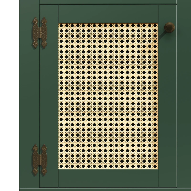 Large Freestanding Storage Cabinet with Adjustable Shelves, Tall Kitchen Cupboard with Colour-Changing Lighting, 120L x 40W x 180H cm, Antique Green
