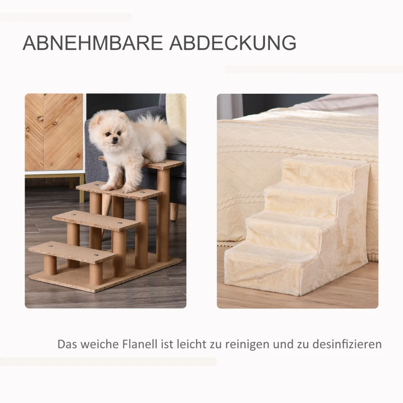 PawHut Pet Steps 4 Steps Beige 60 x 35 x 44 cm
