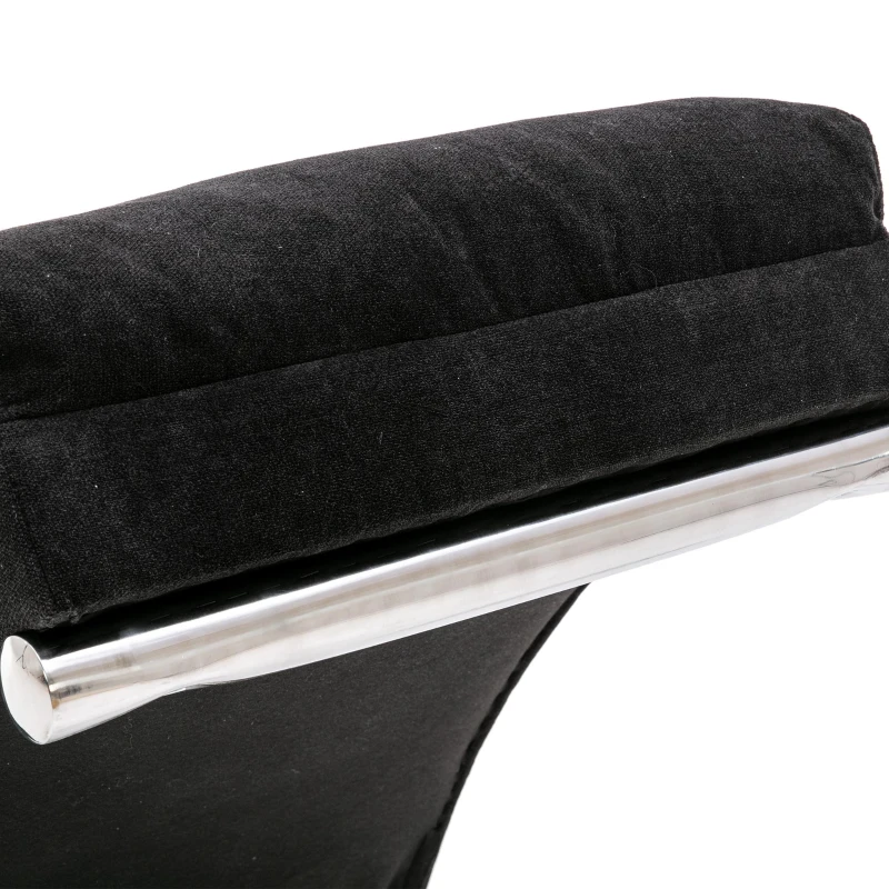 Fabric Relaxation Chaise Longue with Gentle Vibration, Contoured Ergonomic Floor Lounger with Side Pocket, 148L x 55W x 87H cm, Black
