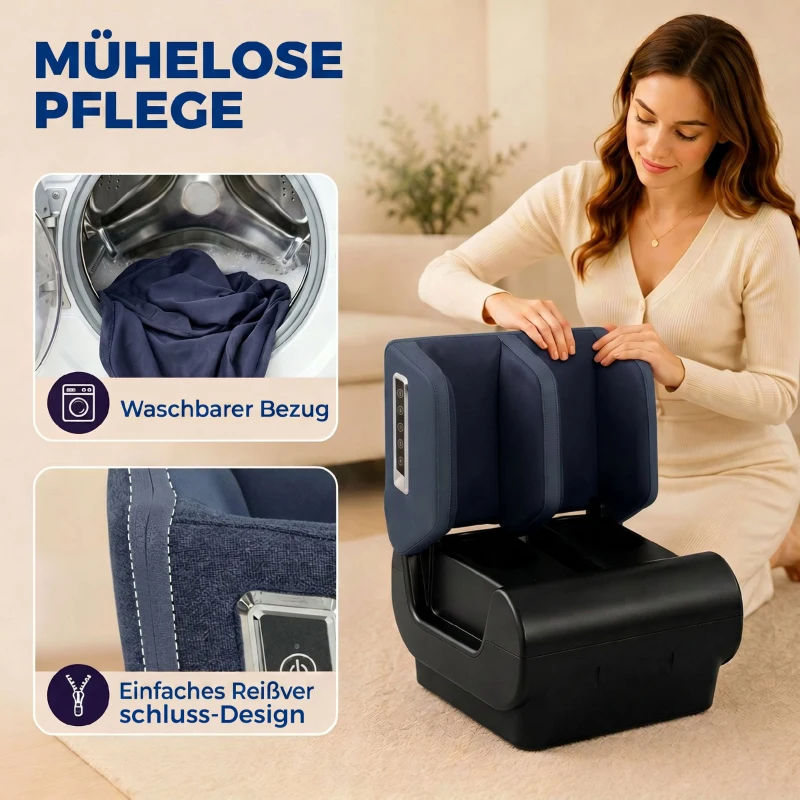 HOMCOM 2-in-1 Beinmassagegerät mit Wärme, Luftkompression, Timer, 3 Modi & Intensitäten, Blau und Schwarz