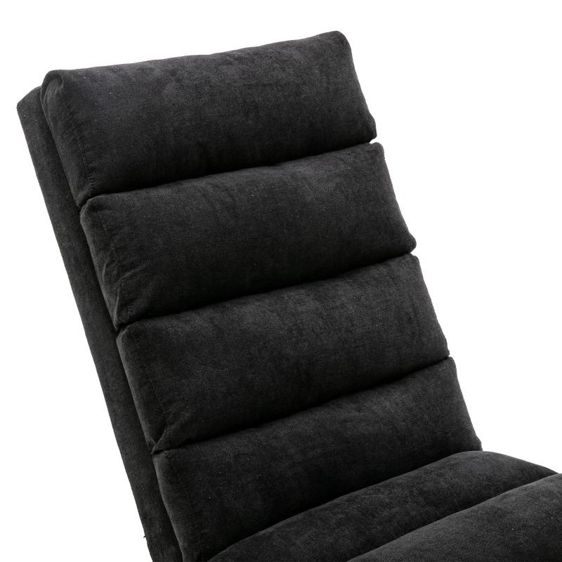 Fabric Relaxation Chaise Longue with Gentle Vibration, Contoured Ergonomic Floor Lounger with Side Pocket, 148L x 55W x 87H cm, Black