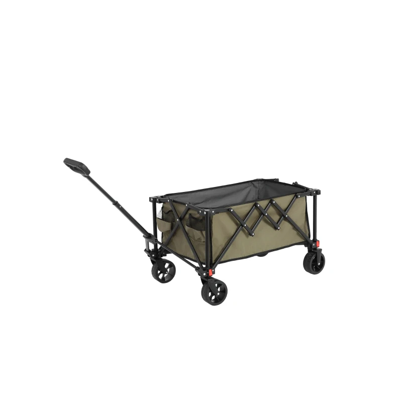 Carrito plegable, para camping, compras, 77x48x45 cm, Verde militar