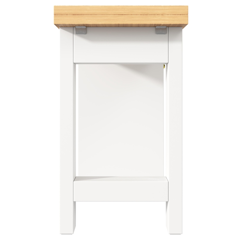Extendable Kitchen Island with Multicolour RGB LED Lighting, Modern Dining Table with 3 Deep Drawers, 120L x 40W x 75.5H cm, White