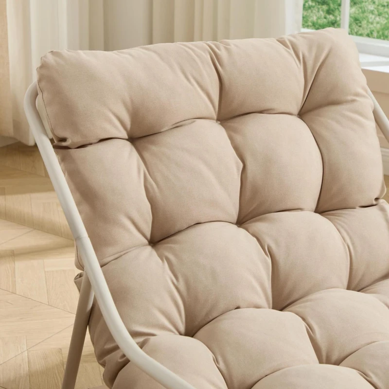 Cadeira de baloiço para exterior com almofada de conforto, para sala de estar, quarto, sala de leitura, 75x116x82 cm, Bege