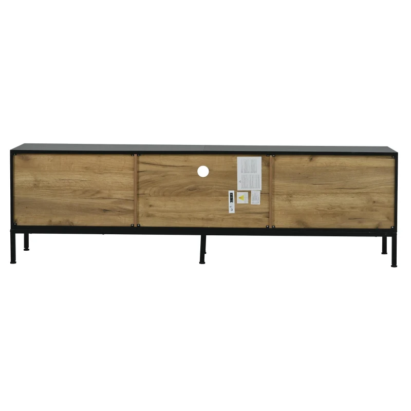 Low-Profile Nordic TV Cabinet with 2 cabinets and Open Shelves, Stylish TV Stand with Chipboard Construction, 170L x 35W x 50H cm, Natural