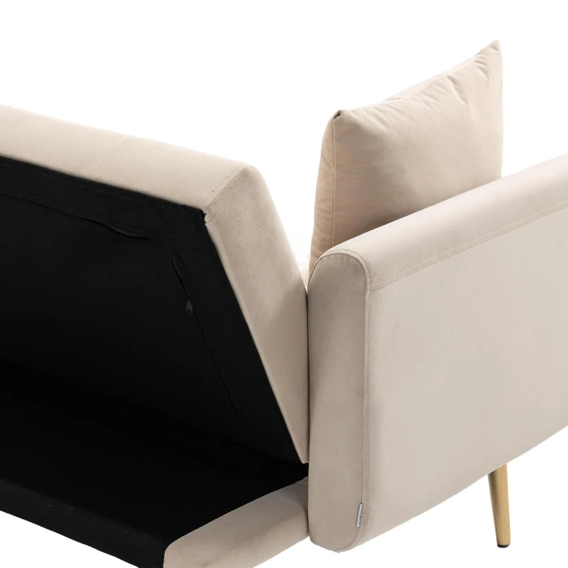 Modern 2-Seater Sofa with 3-Position Adjustable Backrest, Convertible Loveseat with Thick Padded Cushions, 165L x 72.5W x 75H cm, Beige