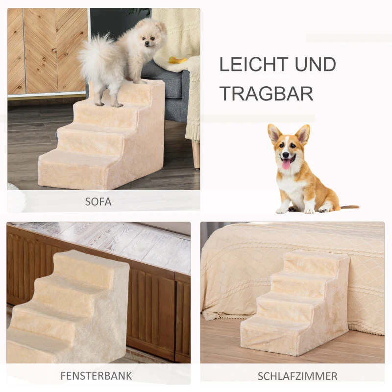 PawHut Pet Steps 4 Steps Beige 60 x 35 x 44 cm