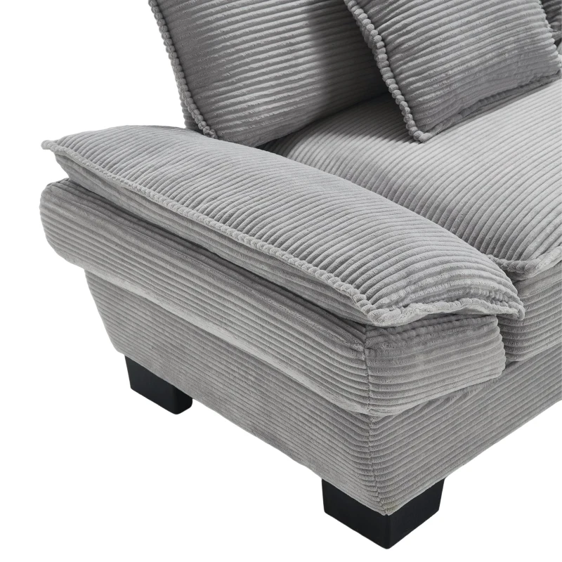 Oversized Two-Seater Sofa with Modern Deep-Seated Modular Design, Comfortable Daybed with Ergonomic Curves, 224L x 81W x 81H cm, Light Gray