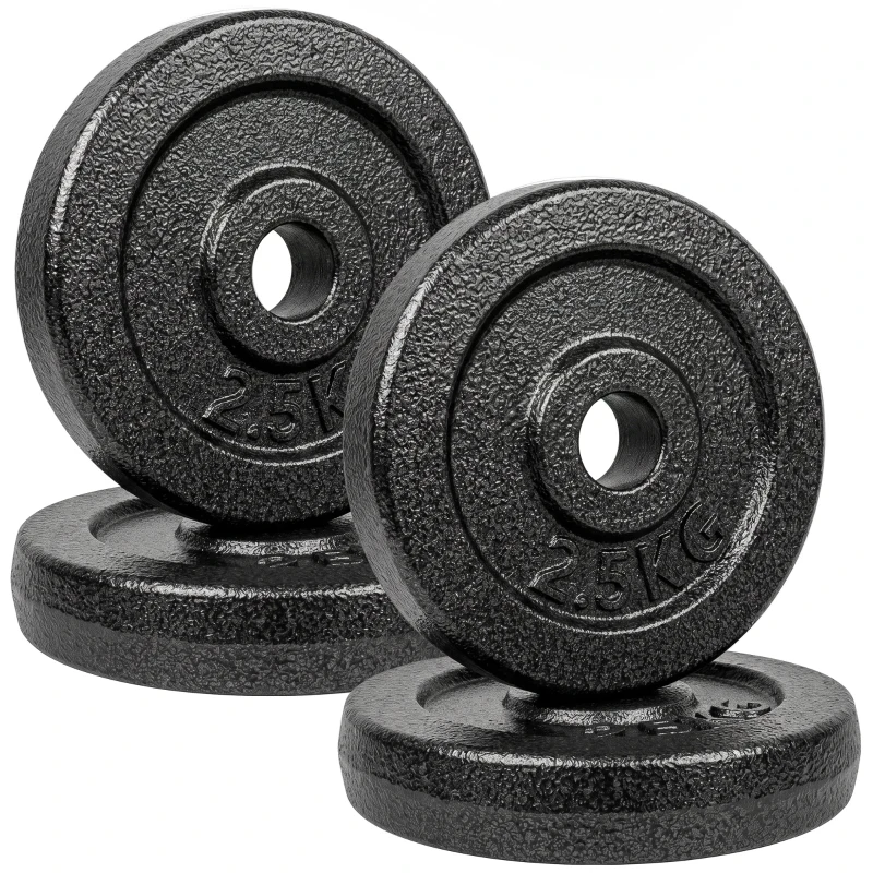SPORTNOW Weight Plates Set, 1"/2.5cm Weight Disc Pair, 4 x 2.5kg Metal Dumbbell/Barbell Plates for Home Gym