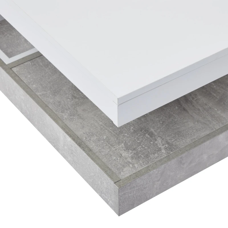 360° Rotating Square Coffee Table with Concealed Storage Compartments, White Center Table with Durable Construction, 70L x 70W x 36H cm, White