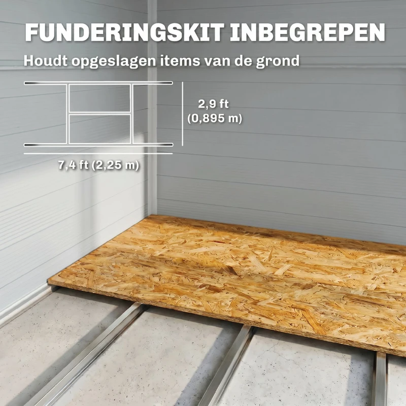 Outsunny Tuinschuur, 4,1m², tuinhuis met zadeldak, 240 x 190 x 180/228 cm