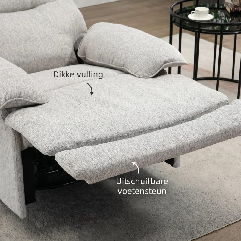 HOMCOM Relaxstoel met Ligfunctie, Voetsteun, tot 160 kg, 89x98x101cm, Lichtgrijs(m-6)