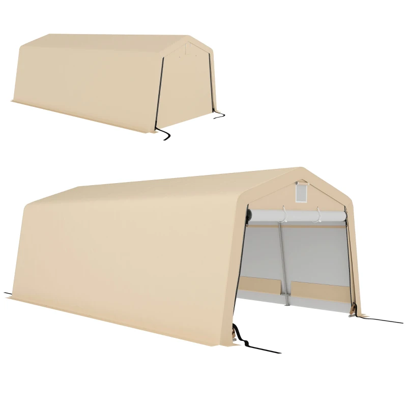 Outsunny Tente garage carport dim. 6,2L x 3,3l x 2,4H m acier galvanisé robuste PE haute densité 150 g/m² imperméable anti-UV(m-11)