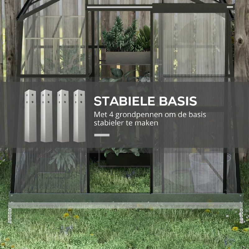 Outsunny Kas Kweekhuis Kweekbed, weerbestendig, 192 x 131 x 203 cm, Zwart