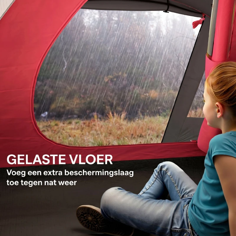 Outsunny Lichtgewicht en Stabiele Campingtent voor 3 Personen, Waterdicht UV 50+ met Voortent, Deur, Ramen, Grondzeil - Grijs