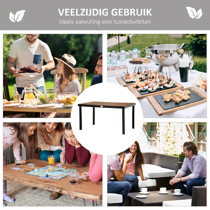 Outsunny tuintafel voor 6 personen, aluminium 140cm x 90cm x 74cm(m-6)