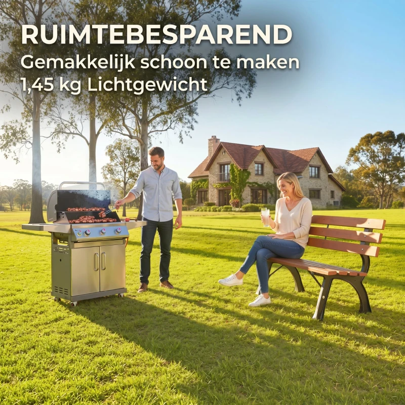 Outsunny Tuinbank voor 2 personen, voor in de tuin en op het terras, gemaakt van gietaluminium en natuurlijk hout, 120 x 57 x 70 cm, bruin