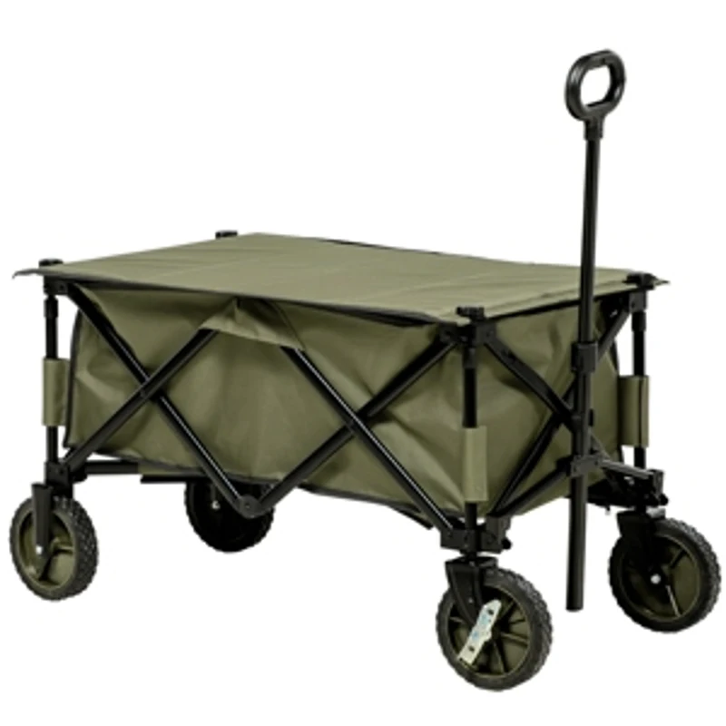 Outsunny Bolderkar, Opvouwbaar, 5 Zijzakken, Verstelbare Handgreep, Tot 120 kg Belastbaar, Staal, 108 x 55 x 93 cm, Groen