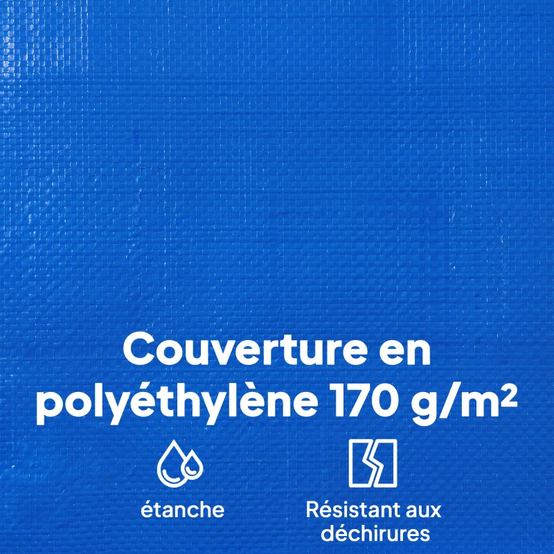 Outsunny Bâche de Piscine Ronde 450 cm Anti-Poussière et Imperméable avec Corde pour Piscines Hors Sol de 420-430 cm, Bleu