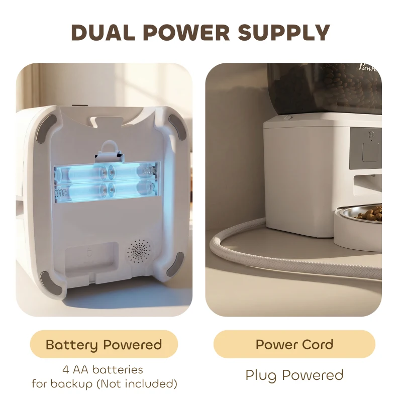 PawHut Automatische kattenvoerautomaat, 2,4G WLAN, 4L, App-Steuerung, 1–10 maaltijden, 10s voeroproep