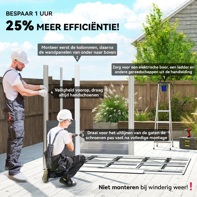 Outsunny Gereedschapsschuur van metaal, weerbestendig & roestvrij, afsluitbaar,  2,40 x 2,06 x 1,98 m, Donkergrijs