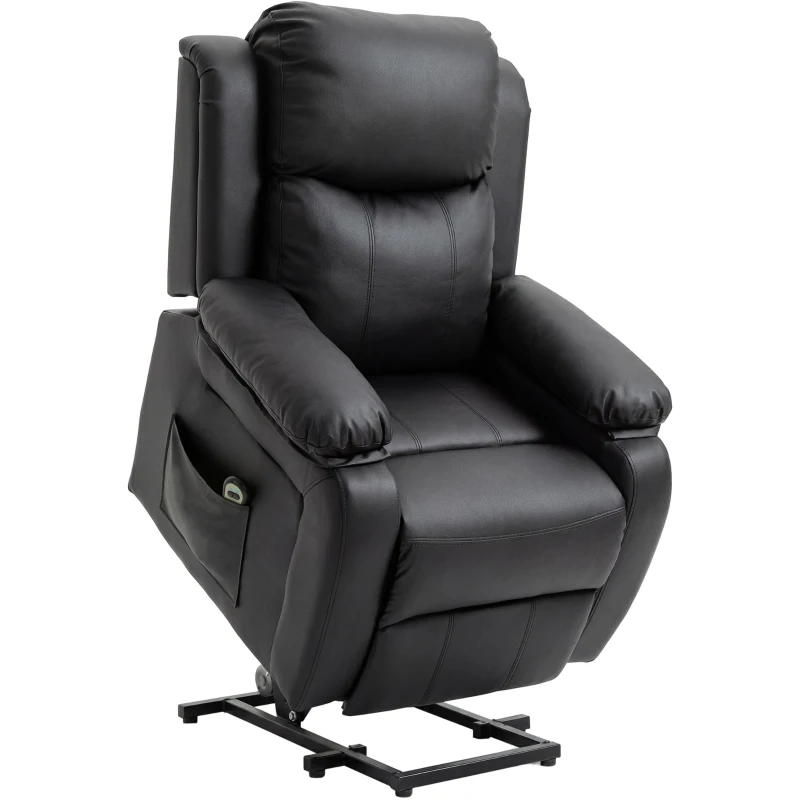 HOMCOM Fauteuil releveur électrique fauteuil relax électrique avec repose-pied télécommande et 2 pochettes 76x90x105cm noir