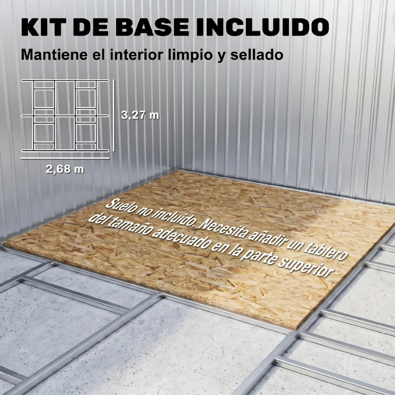 Outsunny Caseta de Jardim Exterior, 12,4 m² 340x386x200 cm Abrigo de Jardim Metálico com Portas Duplas com Fechadura, Kit de Fundação e Ventilação para Armazenamento de Bicicletas, Cor Ocre Escuro