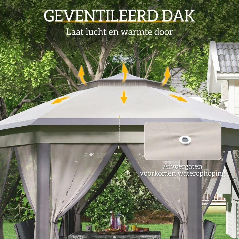 Outsunny tuinhuisje 405cm x 405cm x 285cm