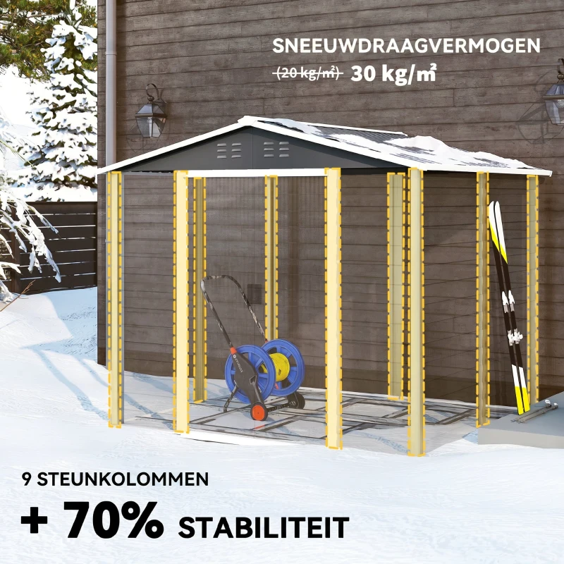 Outsunny Gereedschapsschuur van metaal, weerbestendig & roestvrij, afsluitbaar,  2,40 x 2,06 x 1,98 m, Donkergrijs
