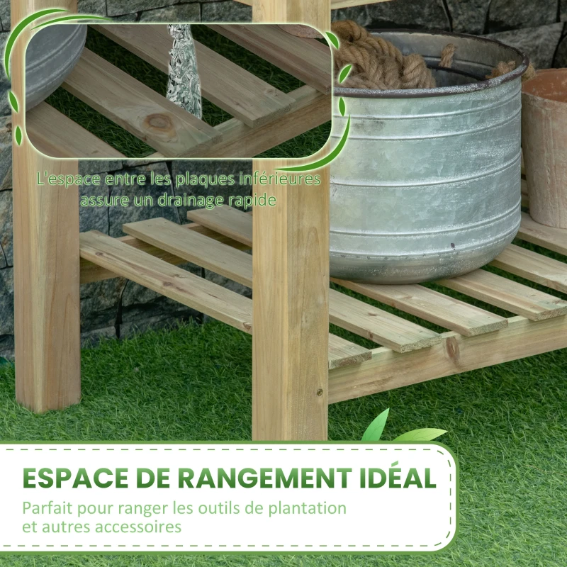 Outsunny Jardinière surélevée avec Étagère de Rangement en Bois, Carré Potager sur Pied surélevé, 113 x 56 x 84 cm, vert
